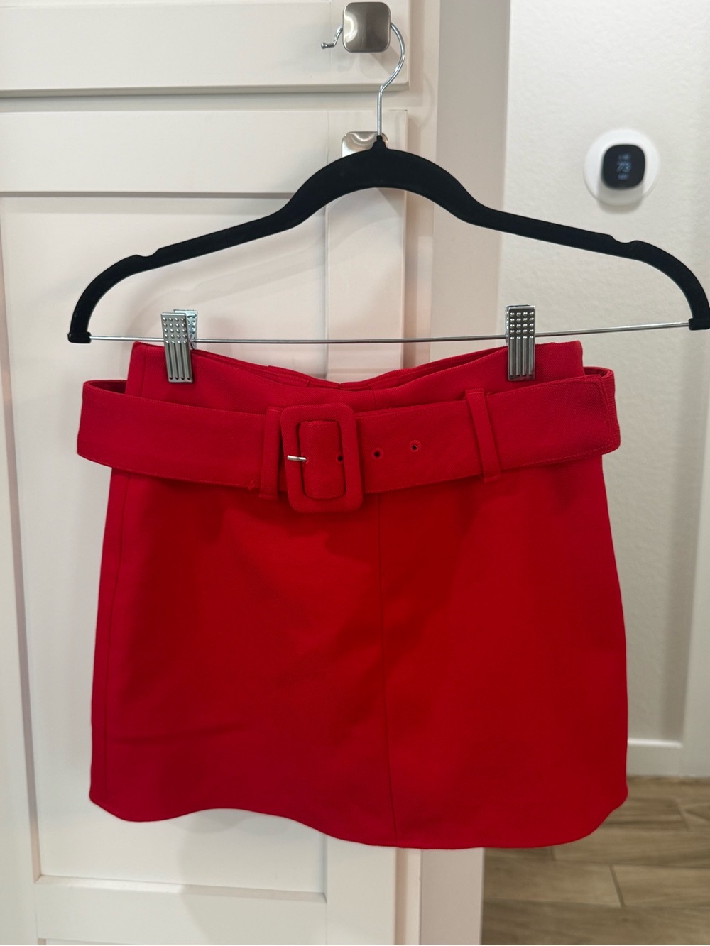 Express Red Belted Mini Skirt
